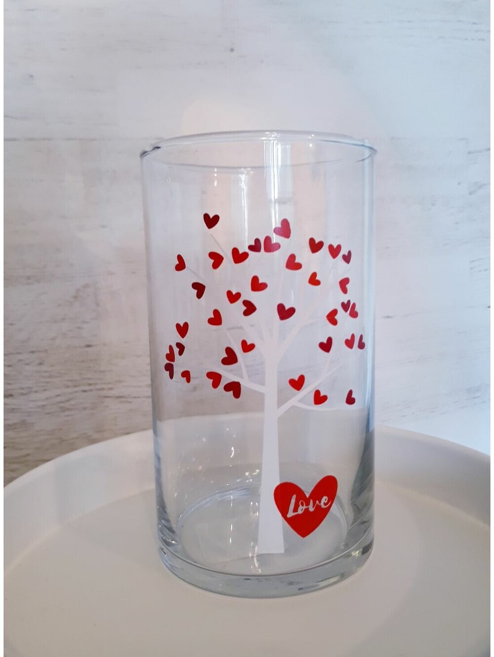 Valentine Hearts Glass Vase
